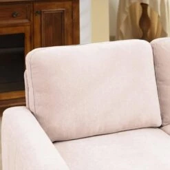 Sanfe 57 In. Pink Solid Fabric 2-Seat Loveseat With Nailhead 10 Sanfe 57 In. Pink Solid Fabric 2-Seat Loveseat With Nailhead -Jearey pink jearey loveseats sfrm 2 pink 4f 1000