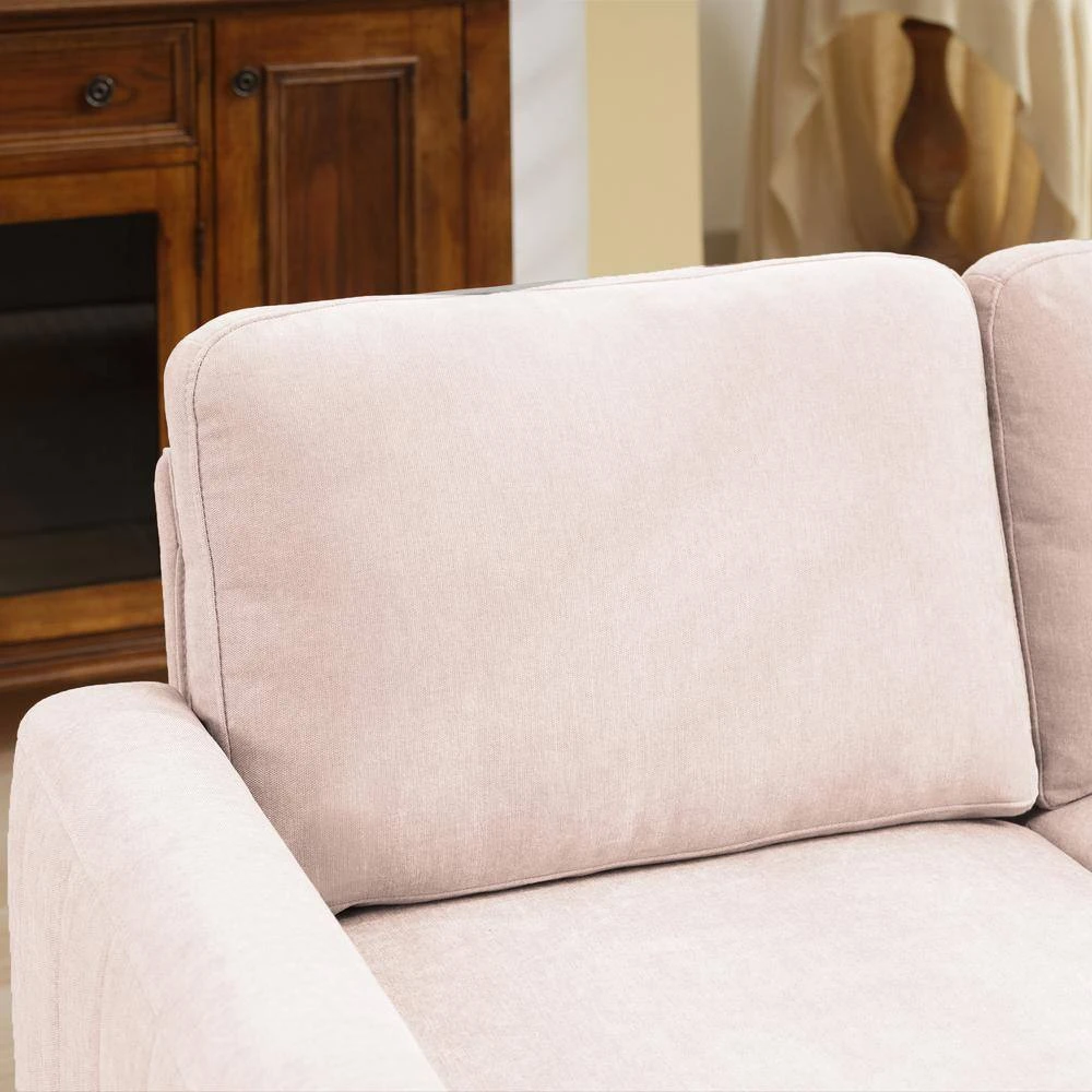 Sanfe 57 In. Pink Solid Fabric 2-Seat Loveseat With Nailhead 4 Sanfe 57 In. Pink Solid Fabric 2-Seat Loveseat With Nailhead - Image 4