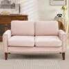 Sanfe 57 In. Pink Solid Fabric 2-Seat Loveseat With Nailhead