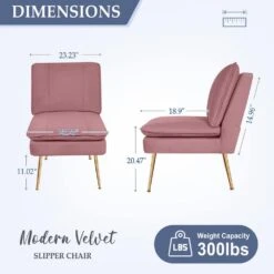 Pink 1-Piece Armless Upholstered Leisure Tight Back Accent Side Chair With Cushion -Jearey pink jearey ottomans e11xxy hd pk 66 1000