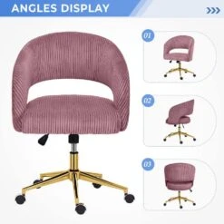 Pink Modern Swivel And Adjustable Task Chair Tufted Office Chair With Gold Base -Jearey pink jearey task chairs e31bgy hd pk 66 1000