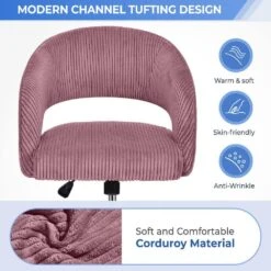 Pink Modern Swivel And Adjustable Task Chair Tufted Office Chair With Gold Base -Jearey pink jearey task chairs e31bgy hd pk fa 1000