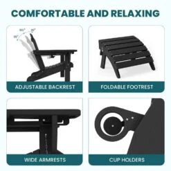Outdoor HIPS Plastic Patio Chat Set Black Adirondack Chairs With Side Table And Folding Ottoman Set Of 5-Piece 10 Outdoor HIPS Plastic Patio Chat Set Black Adirondack Chairs With Side Table And Folding Ottoman Set Of 5-Piece -Jearey plastic adirondack chairs 5jtqwy black 44 1000