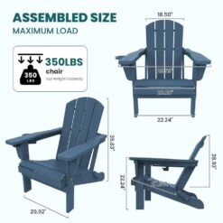 Outdoor HIPS Plastic Patio Chat Set Navy Adirondack Chairs With Side Table And Folding Ottoman Set Of 5-Piece -Jearey plastic adirondack chairs 5jtqwy blue 4f 1000