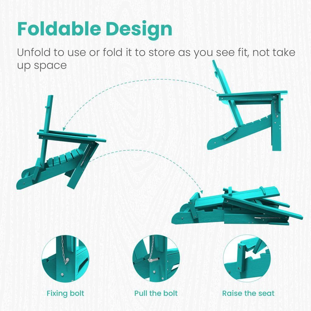 Aruba Blue Classic Folding HDPE Plastic Adirondack Chair (1-Pack) 3 Aruba Blue Classic Folding HDPE Plastic Adirondack Chair (1-Pack) - Image 3