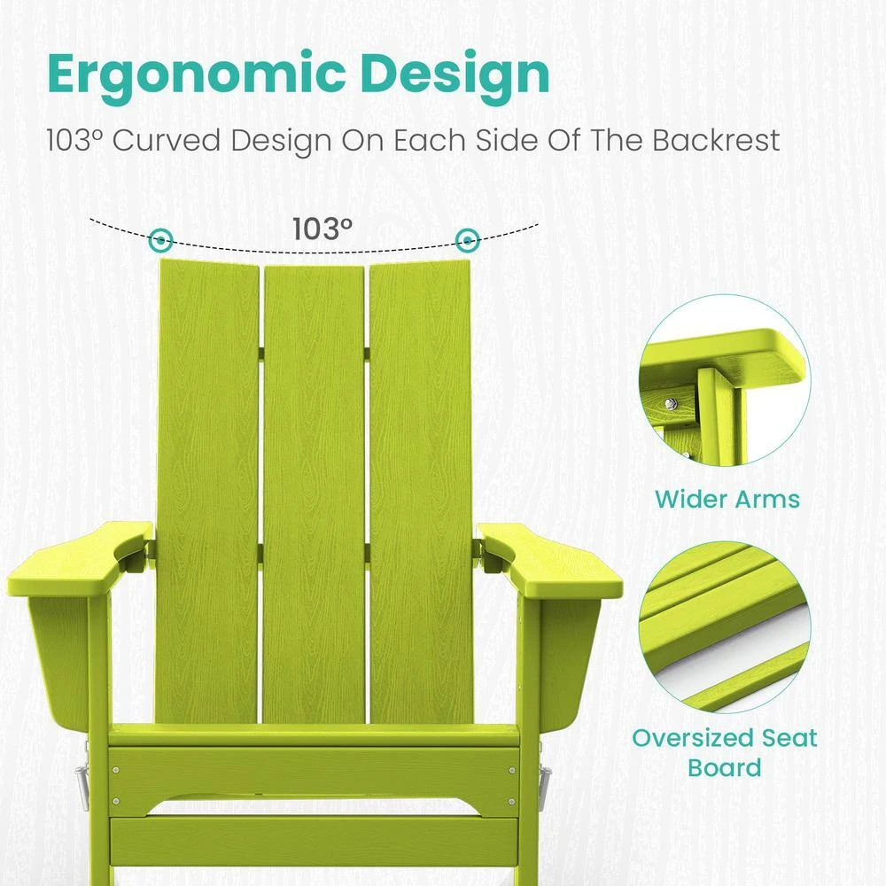 Apple Green Classic Folding HDPE Plastic Adirondack Chair (1-Pack) 2 Apple Green Classic Folding HDPE Plastic Adirondack Chair (1-Pack) - Image 2