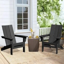Black Classic Folding HDPE Plastic Adirondack Chair -Jearey plastic adirondack chairs hqzdy bk 31 1000