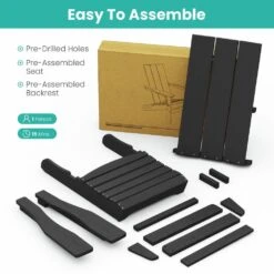 Black Classic Folding HDPE Plastic Adirondack Chair -Jearey plastic adirondack chairs hqzdy bk 44 1000