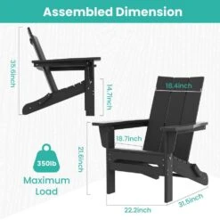 Black Classic Folding HDPE Plastic Adirondack Chair -Jearey plastic adirondack chairs hqzdy bk fa 1000