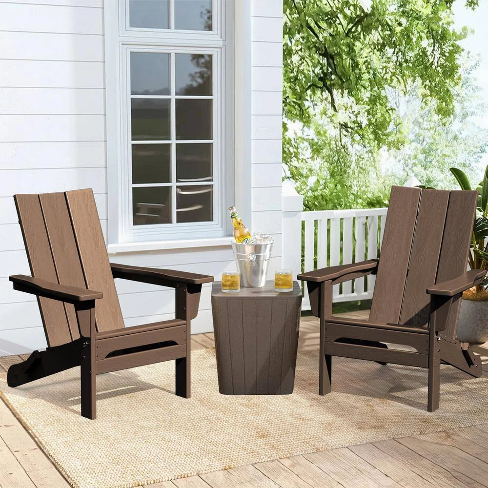 Brown Classic Folding HDPE Plastic Adirondack Chair 8 Brown Classic Folding HDPE Plastic Adirondack Chair - Image 8