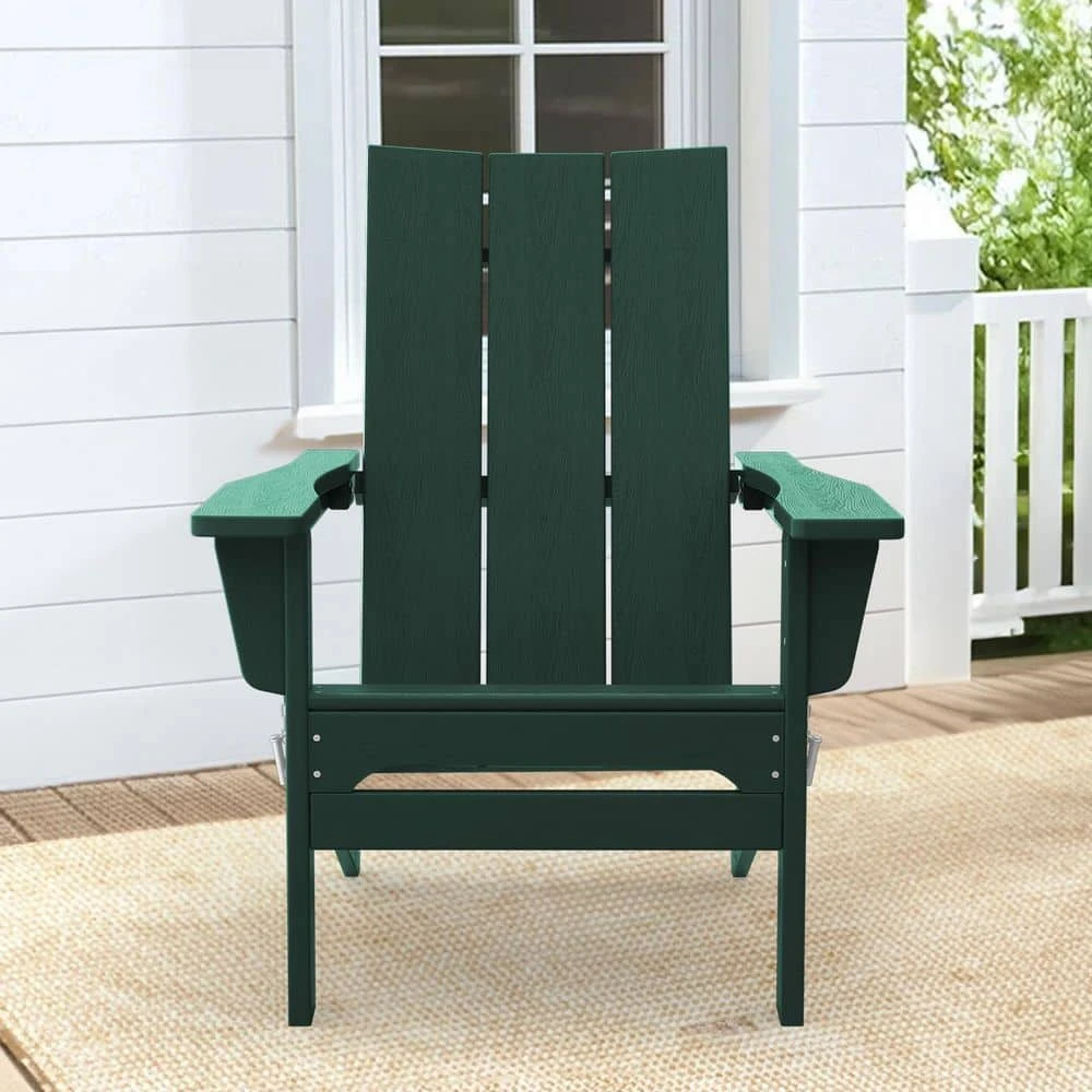 Dark Green Classic Folding HDPE Plastic Adirondack Chair (1-Pack) 1 Dark Green Classic Folding HDPE Plastic Adirondack Chair (1-Pack)