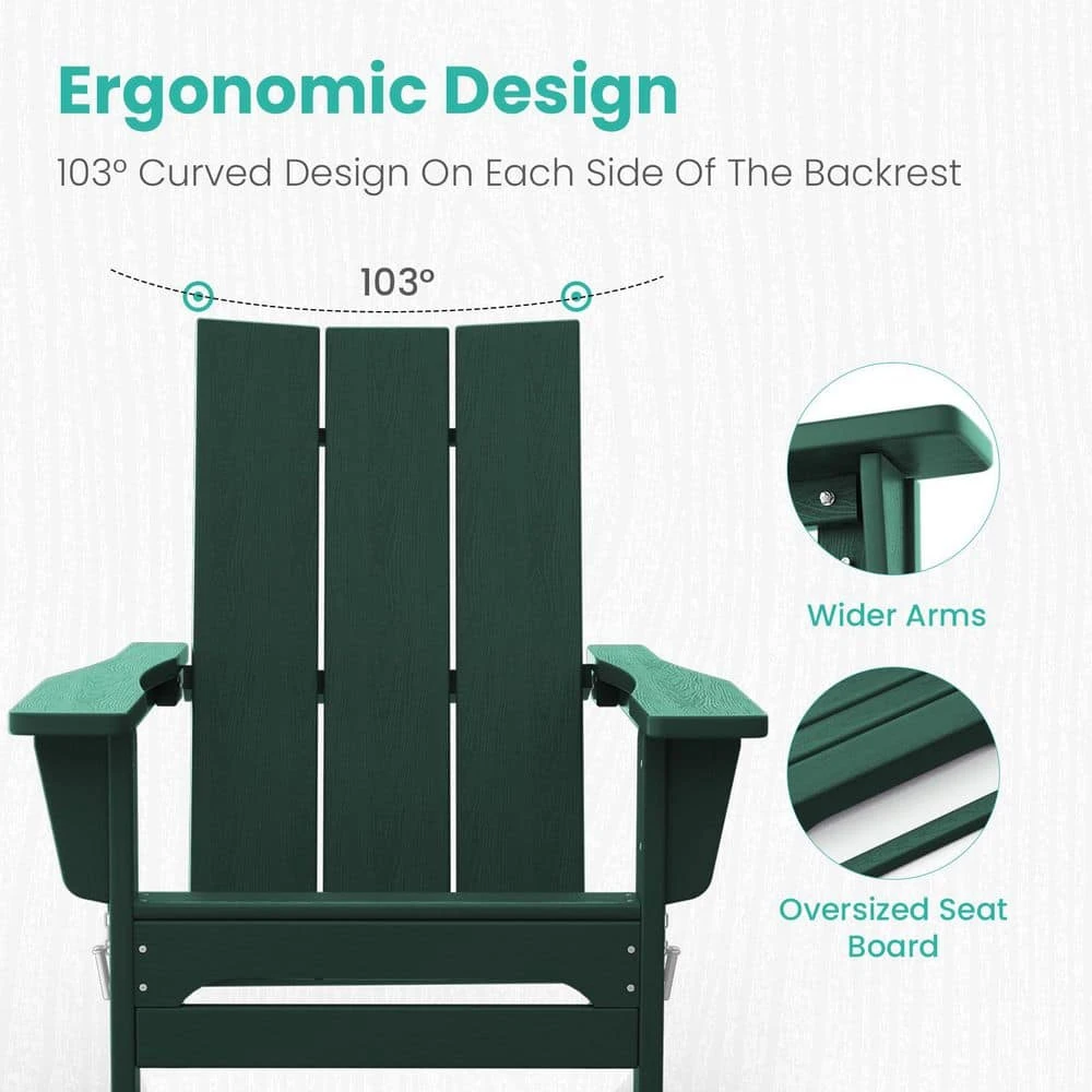 Dark Green Classic Folding HDPE Plastic Adirondack Chair (1-Pack) 2 Dark Green Classic Folding HDPE Plastic Adirondack Chair (1-Pack) - Image 2