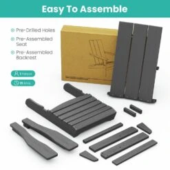 Gray Classic Folding HDPE Plastic Adirondack Chair -Jearey plastic adirondack chairs hqzdy gy 44 1000