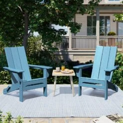 Light Blue Classic Folding HDPE Plastic Adirondack Chair (1-Pack) -Jearey plastic adirondack chairs hqzdy lb 31 1000