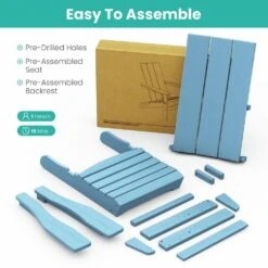 Light Blue Classic Folding HDPE Plastic Adirondack Chair (1-Pack) -Jearey plastic adirondack chairs hqzdy lb 44 1000