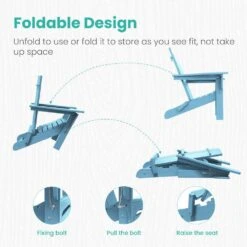 Light Blue Classic Folding HDPE Plastic Adirondack Chair (1-Pack) -Jearey plastic adirondack chairs hqzdy lb 4f 1000