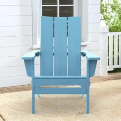 Light Blue Classic Folding HDPE Plastic Adirondack Chair (1-Pack)
