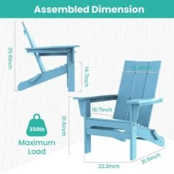 Light Blue Classic Folding HDPE Plastic Adirondack Chair (1-Pack) -Jearey plastic adirondack chairs hqzdy lb fa 1000
