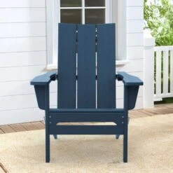 Navy Classic Folding HDPE Plastic Adirondack Chair