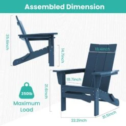 Navy Classic Folding HDPE Plastic Adirondack Chair -Jearey plastic adirondack chairs hqzdy nv fa 1000