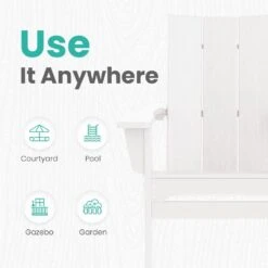 White Classic Folding HDPE Plastic Adirondack Chair -Jearey plastic adirondack chairs hqzdy wt 1f 1000