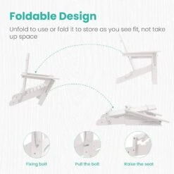 White Classic Folding HDPE Plastic Adirondack Chair -Jearey plastic adirondack chairs hqzdy wt 4f 1000