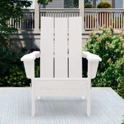White Classic Folding HDPE Plastic Adirondack Chair
