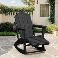 6-in-1 Multi-functional Black Plastic Folding Rocking Adirondack Chair With Dual Cup Holders And Retractable Ottoman 13 6-in-1 Multi-functional Black Plastic Folding Rocking Adirondack Chair With Dual Cup Holders And Retractable Ottoman -Jearey plastic adirondack chairs pe dgn black 40 1000