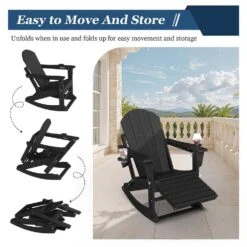 6-in-1 Multi-functional Black Plastic Folding Rocking Adirondack Chair With Dual Cup Holders And Retractable Ottoman 17 6-in-1 Multi-functional Black Plastic Folding Rocking Adirondack Chair With Dual Cup Holders And Retractable Ottoman -Jearey plastic adirondack chairs pe dgn black 44 1000