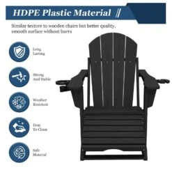 6-in-1 Multi-functional Black Plastic Folding Rocking Adirondack Chair With Dual Cup Holders And Retractable Ottoman 15 6-in-1 Multi-functional Black Plastic Folding Rocking Adirondack Chair With Dual Cup Holders And Retractable Ottoman -Jearey plastic adirondack chairs pe dgn black 4f 1000