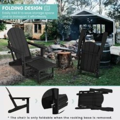 6-in-1 Multi-functional Black Plastic Folding Rocking Adirondack Chair With Dual Cup Holders And Retractable Ottoman 20 6-in-1 Multi-functional Black Plastic Folding Rocking Adirondack Chair With Dual Cup Holders And Retractable Ottoman -Jearey plastic adirondack chairs pe dgn black d4 1000