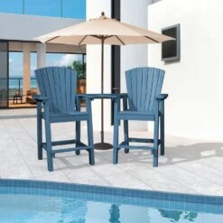 HDPE Plastic Tall Adirondack Chair (Set Of 2) Outdoor Barstools With Connecting Tray In Blue 15 HDPE Plastic Tall Adirondack Chair (Set Of 2) Outdoor Barstools With Connecting Tray In Blue -Jearey plastic adirondack chairs pe srgjy blue 31 1000