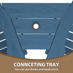 HDPE Plastic Tall Adirondack Chair (Set Of 2) Outdoor Barstools With Connecting Tray In Blue 11 HDPE Plastic Tall Adirondack Chair (Set Of 2) Outdoor Barstools With Connecting Tray In Blue -Jearey plastic adirondack chairs pe srgjy blue 4f 1000