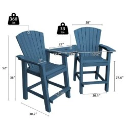 HDPE Plastic Tall Adirondack Chair (Set Of 2) Outdoor Barstools With Connecting Tray In Blue 10 HDPE Plastic Tall Adirondack Chair (Set Of 2) Outdoor Barstools With Connecting Tray In Blue -Jearey plastic adirondack chairs pe srgjy blue c3 1000
