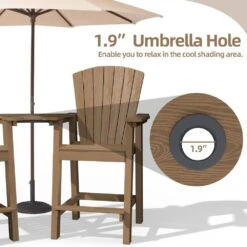 HDPE Plastic Tall Adirondack Chair (Set Of 2) Outdoor Barstools With Connecting Tray In Brown -Jearey plastic adirondack chairs pe srgjy brown 1f 1000