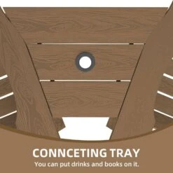 HDPE Plastic Tall Adirondack Chair (Set Of 2) Outdoor Barstools With Connecting Tray In Brown -Jearey plastic adirondack chairs pe srgjy brown 4f 1000