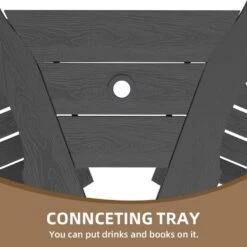 HDPE Plastic Tall Adirondack Chair (Set Of 2) Outdoor Barstools With Connecting Tray In Gray -Jearey plastic adirondack chairs pe srgjy gray 4f 1000