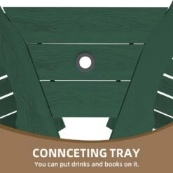 HDPE Plastic Tall Adirondack Chair (Set Of 2) Outdoor Barstools With Connecting Tray In Green -Jearey plastic adirondack chairs pe srgjy green 4f 1000