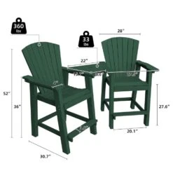 HDPE Plastic Tall Adirondack Chair (Set Of 2) Outdoor Barstools With Connecting Tray In Green -Jearey plastic adirondack chairs pe srgjy green c3 1000