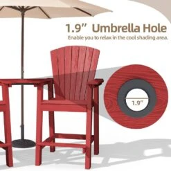 HDPE Plastic Tall Adirondack Chair (Set Of 2) Outdoor Barstools With Connecting Tray In Red -Jearey plastic adirondack chairs pe srgjy red 1f 1000