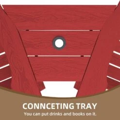 HDPE Plastic Tall Adirondack Chair (Set Of 2) Outdoor Barstools With Connecting Tray In Red -Jearey plastic adirondack chairs pe srgjy red 4f 1000