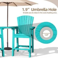 HDPE Plastic Tall Adirondack Chair (Set Of 2) Outdoor Barstools With Connecting Tray In Tiffany Blue -Jearey plastic adirondack chairs pe srgjy tf 1f 1000