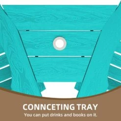 HDPE Plastic Tall Adirondack Chair (Set Of 2) Outdoor Barstools With Connecting Tray In Tiffany Blue -Jearey plastic adirondack chairs pe srgjy tf 4f 1000