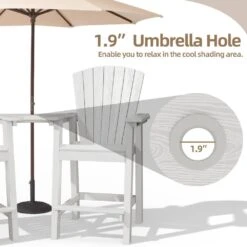 HDPE Plastic Tall Adirondack Chair (Set Of 2) Outdoor Barstools With Connecting Tray In White -Jearey plastic adirondack chairs pe srgjy white 1f 1000