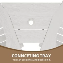 HDPE Plastic Tall Adirondack Chair (Set Of 2) Outdoor Barstools With Connecting Tray In White -Jearey plastic adirondack chairs pe srgjy white 4f 1000