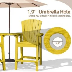 HDPE Plastic Tall Adirondack Chair (Set Of 2) Outdoor Barstools With Connecting Tray In Yellow -Jearey plastic adirondack chairs pe srgjy yellow 1f 1000