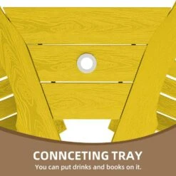 HDPE Plastic Tall Adirondack Chair (Set Of 2) Outdoor Barstools With Connecting Tray In Yellow -Jearey plastic adirondack chairs pe srgjy yellow 4f 1000