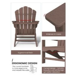 Classic All-Weather HDPE Plastic Adirondack Chair In Brown -Jearey plastic adirondack chairs pe ydgd brown 1d 1000