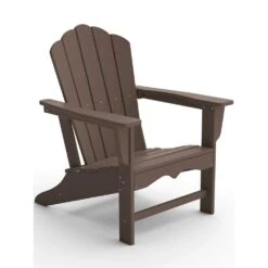 Classic All-Weather HDPE Plastic Adirondack Chair In Brown