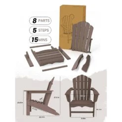 Classic All-Weather HDPE Plastic Adirondack Chair In Brown -Jearey plastic adirondack chairs pe ydgd brown 77 1000